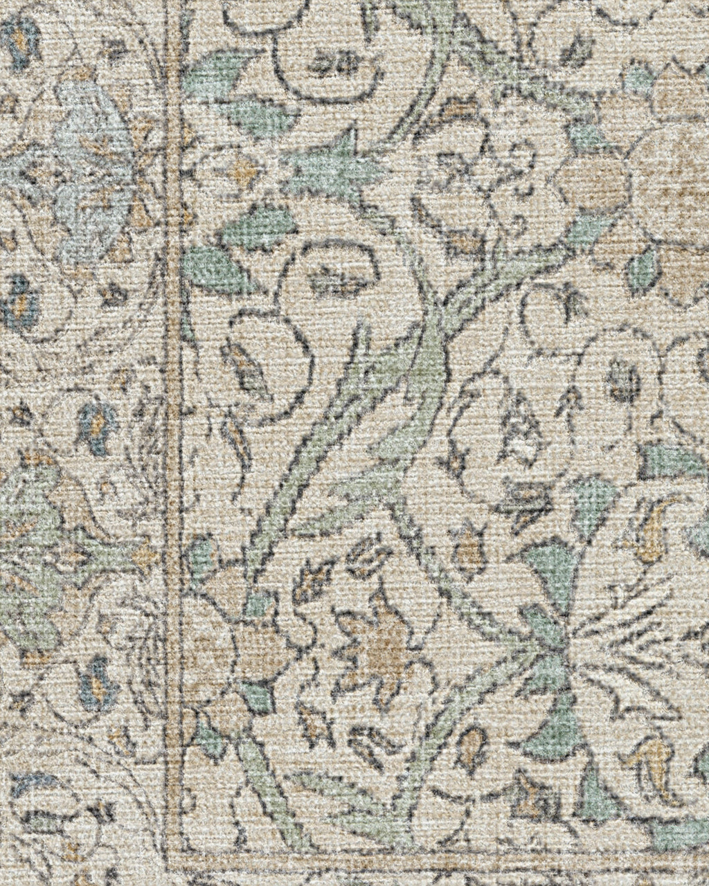 Tapis britannique traditionnel tissé à plat avec motif de vigne botanique lavable en jade naturel pour le salon et le bureau