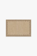 Tapis tissé plat moderne et minimaliste, avec cadre festonné beige lavable, aspect noué à la main, pour chambre et salon