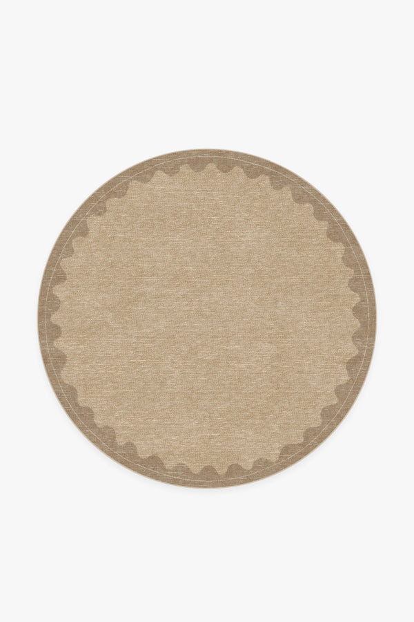 Tapis tissé plat moderne et minimaliste, avec cadre festonné beige lavable, aspect noué à la main, pour chambre et salon