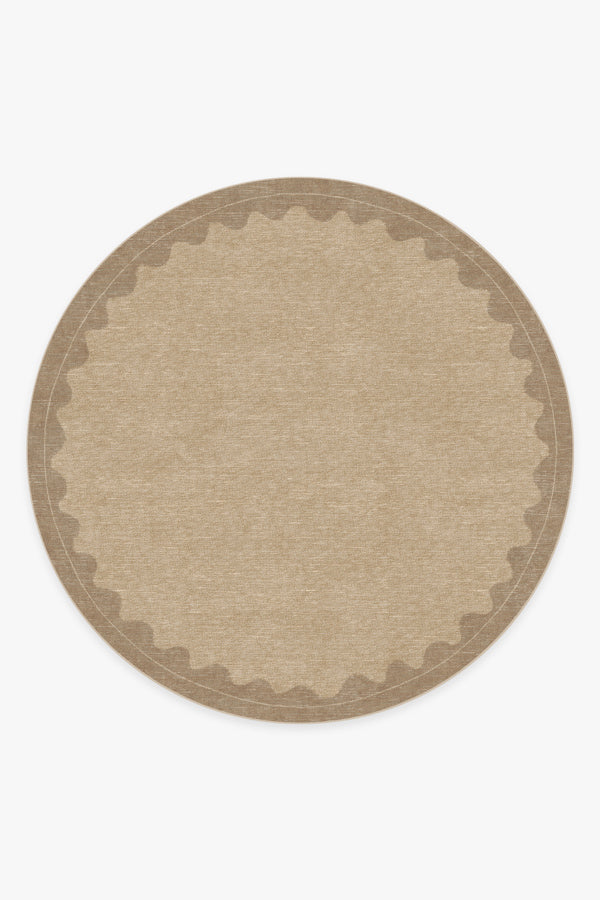 Tapis tissé plat moderne et minimaliste, avec cadre festonné beige lavable, aspect noué à la main, pour chambre et salon