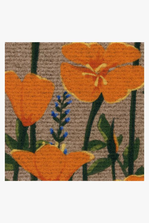 Paillasson Lavable Motifs Coquelicots Oranges et Jaunes Collection Fresh Floral pour Entrée et Porche