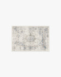 Tapis plat vintage chic à motif médaillon floral saphir lavable pour chambre et salon