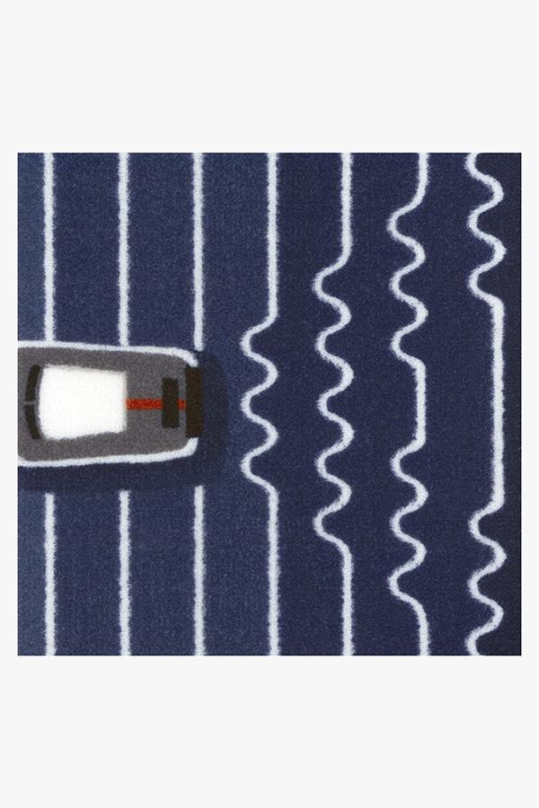 Paillasson lavable Coastal Nautical avec motif de voilier ombré bleu pour l'entrée et le porche