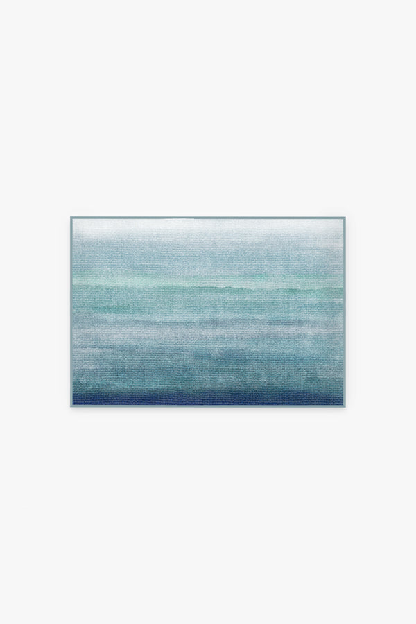 Tapis de bain touffeté avec texture dégradée bleu océan lavable pour la salle de bain