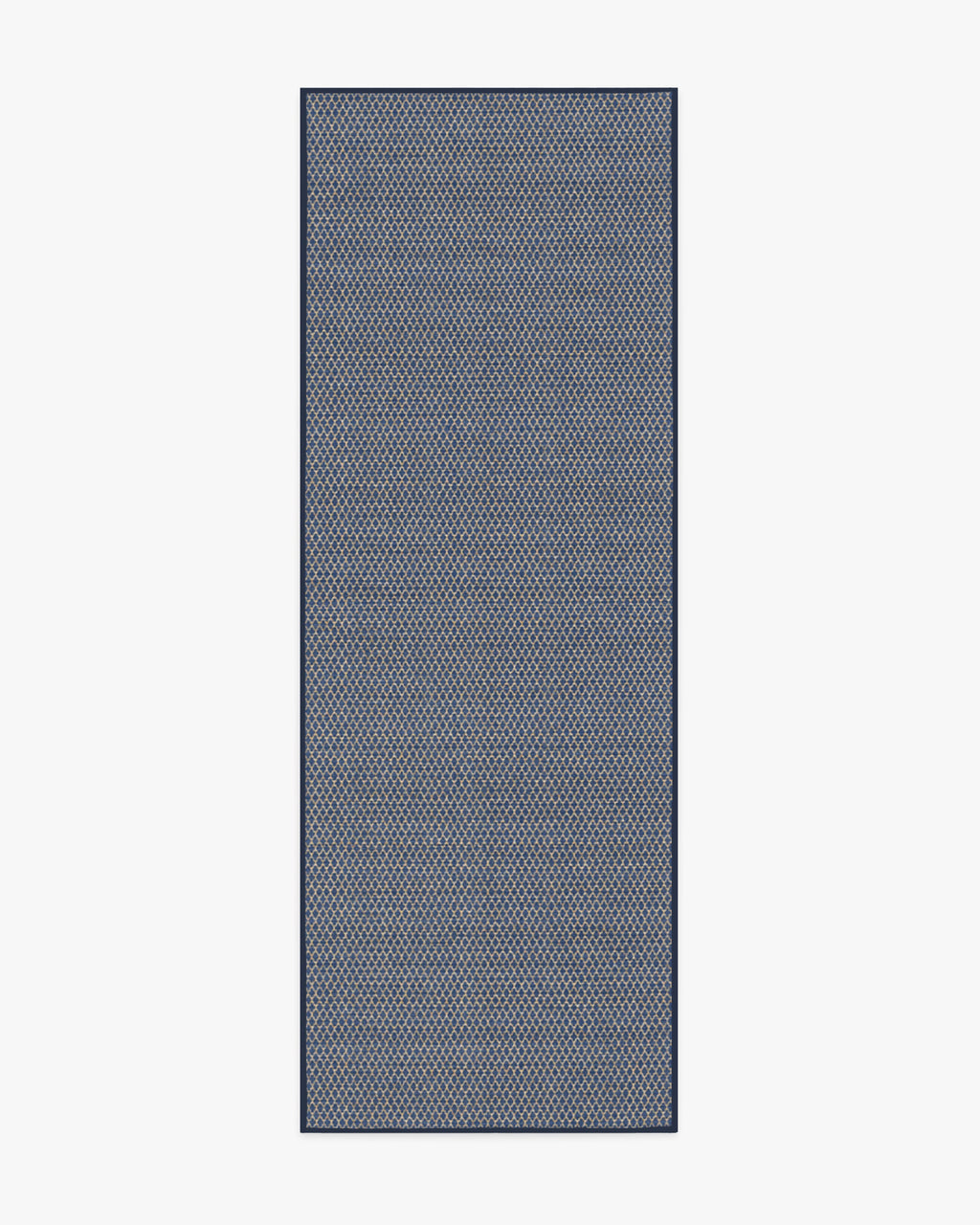 Tapis plat tissé en polyester recyclé, style minimaliste moderne, avec texture losange lavable bleu marine pour salon et chambre à coucher