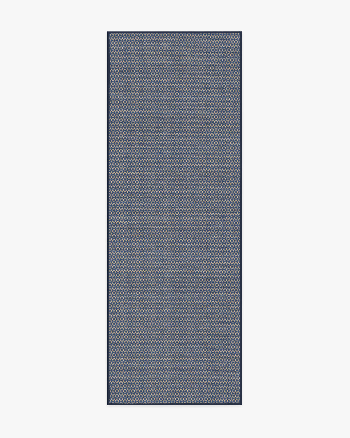 Tapis plat tissé en polyester recyclé, style minimaliste moderne, avec texture losange lavable bleu marine pour salon et chambre à coucher