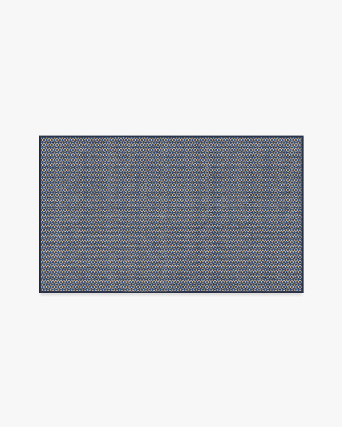 Tapis plat tissé en polyester recyclé, style minimaliste moderne, avec texture losange lavable bleu marine pour salon et chambre à coucher