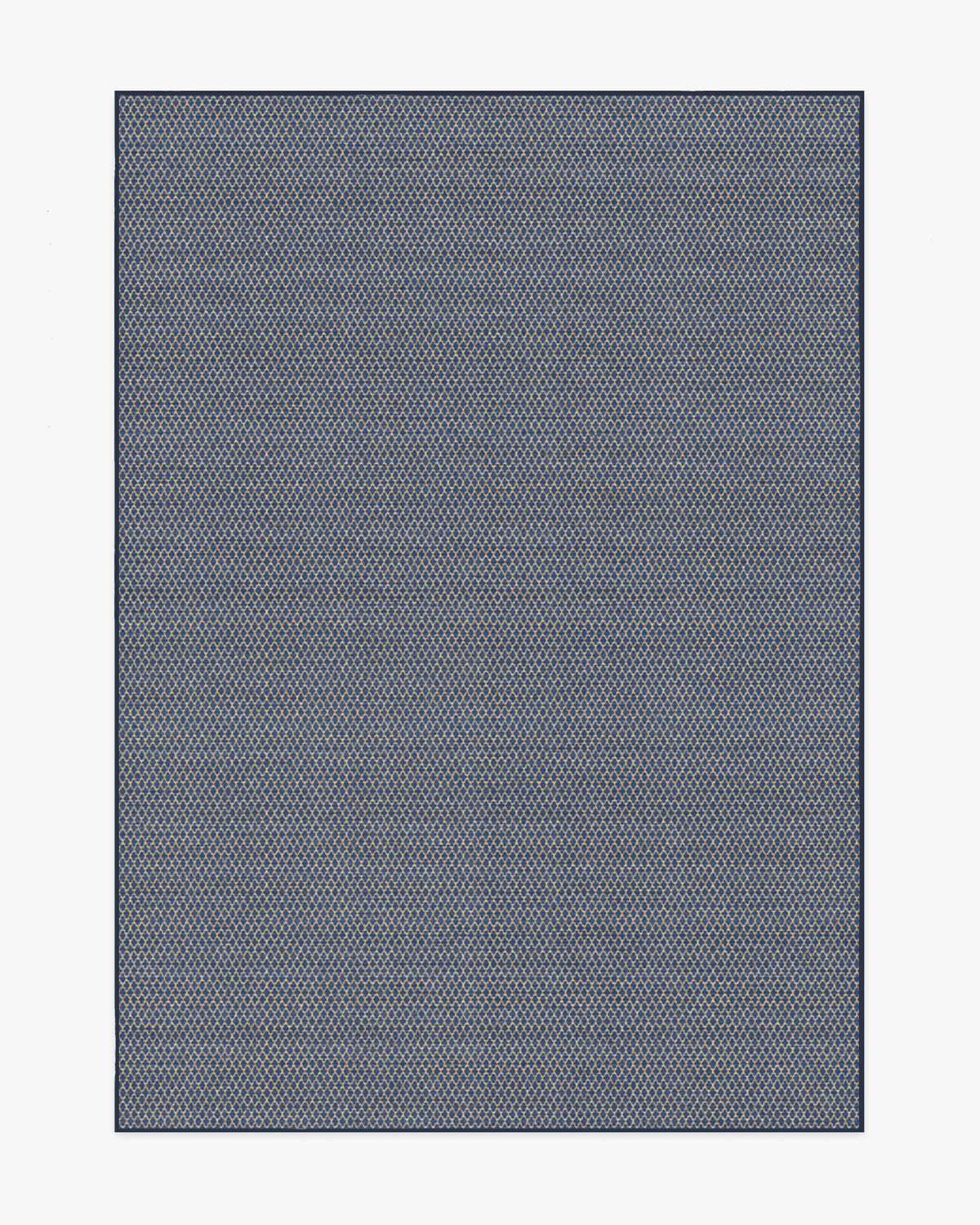 Tapis plat tissé en polyester recyclé, style minimaliste moderne, avec texture losange lavable bleu marine pour salon et chambre à coucher
