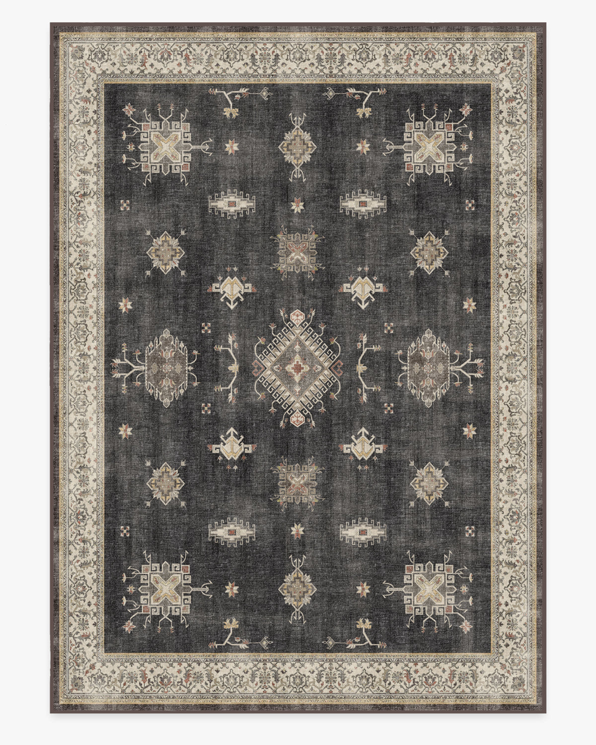 Tapis persan tissé plat de ferme moderne avec motif géométrique lavable en bois foncé pour salon et salle à manger
