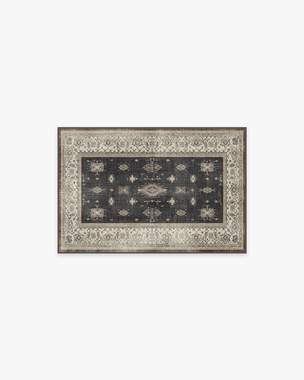 Tapis persan tissé plat de ferme moderne avec motif géométrique lavable en bois foncé pour salon et salle à manger