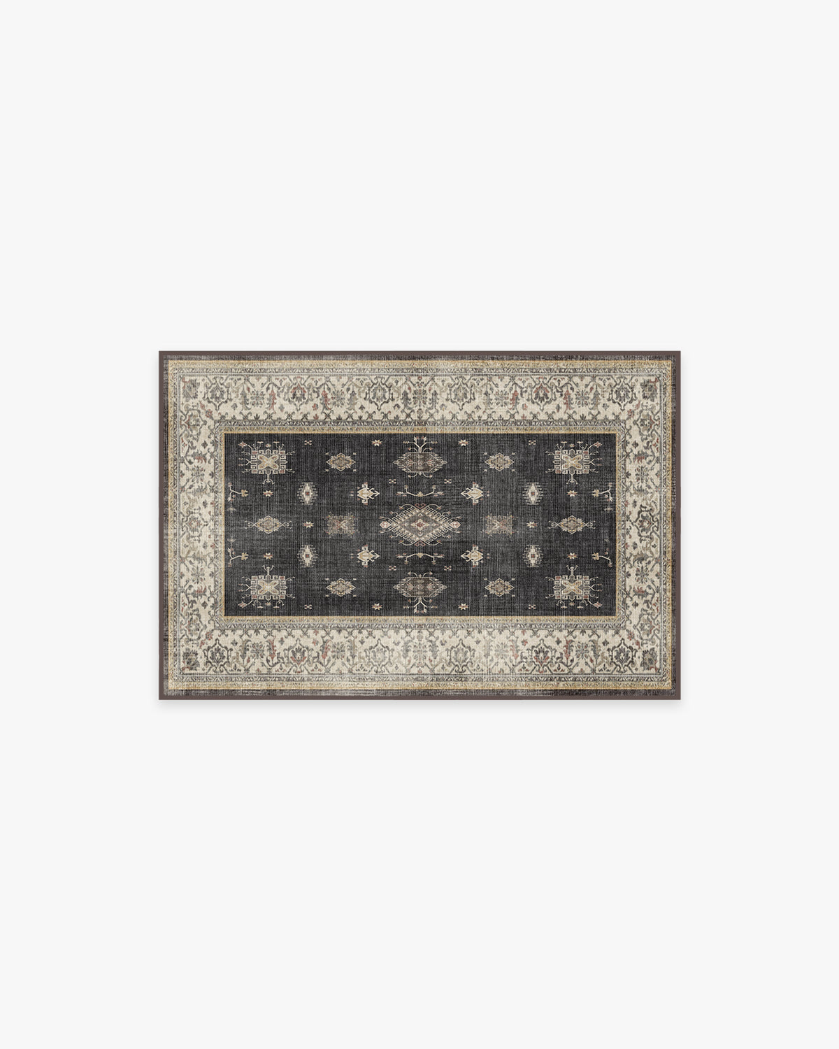 Tapis persan tissé plat de ferme moderne avec motif géométrique lavable en bois foncé pour salon et salle à manger