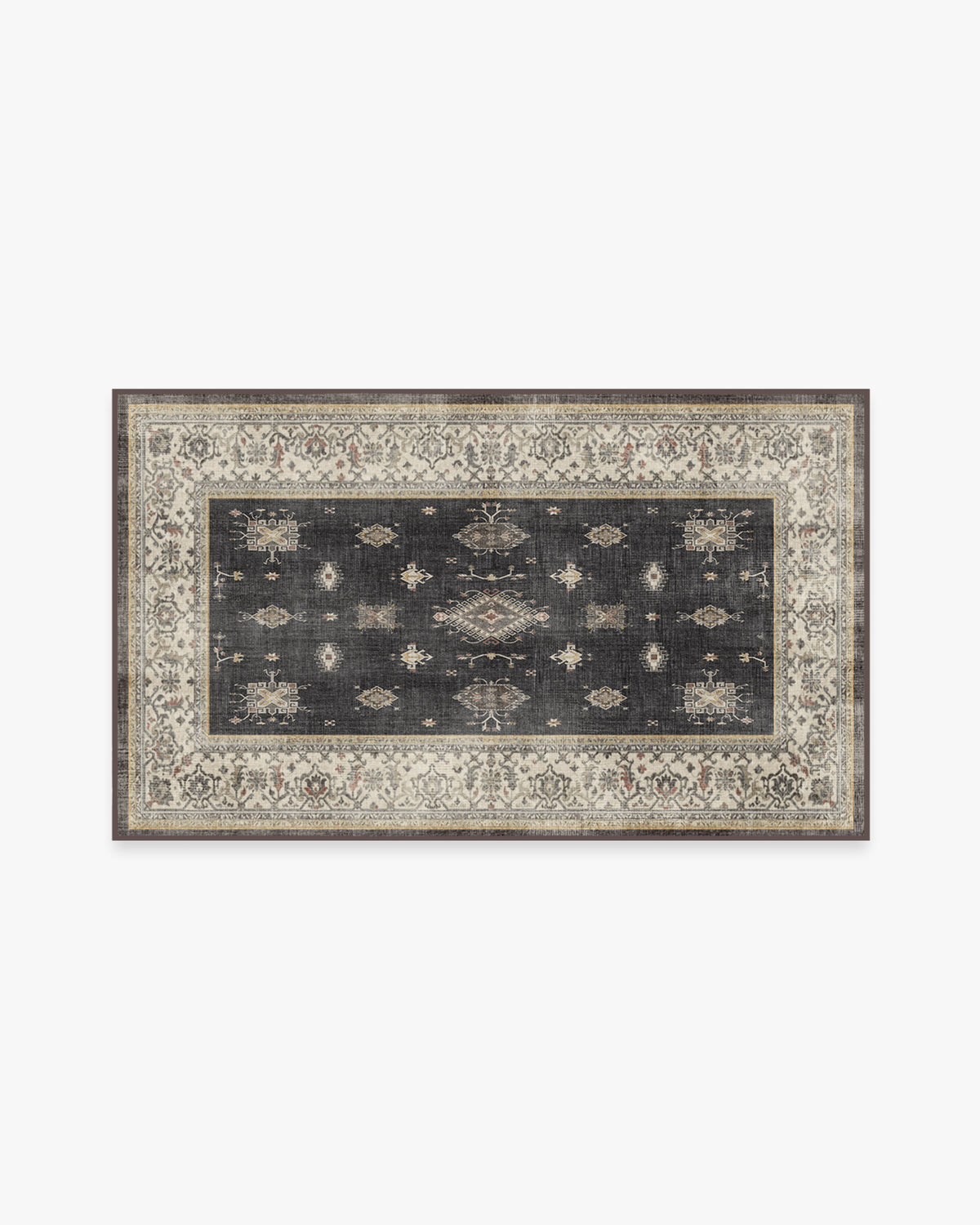 Tapis persan tissé plat de ferme moderne avec motif géométrique lavable en bois foncé pour salon et salle à manger