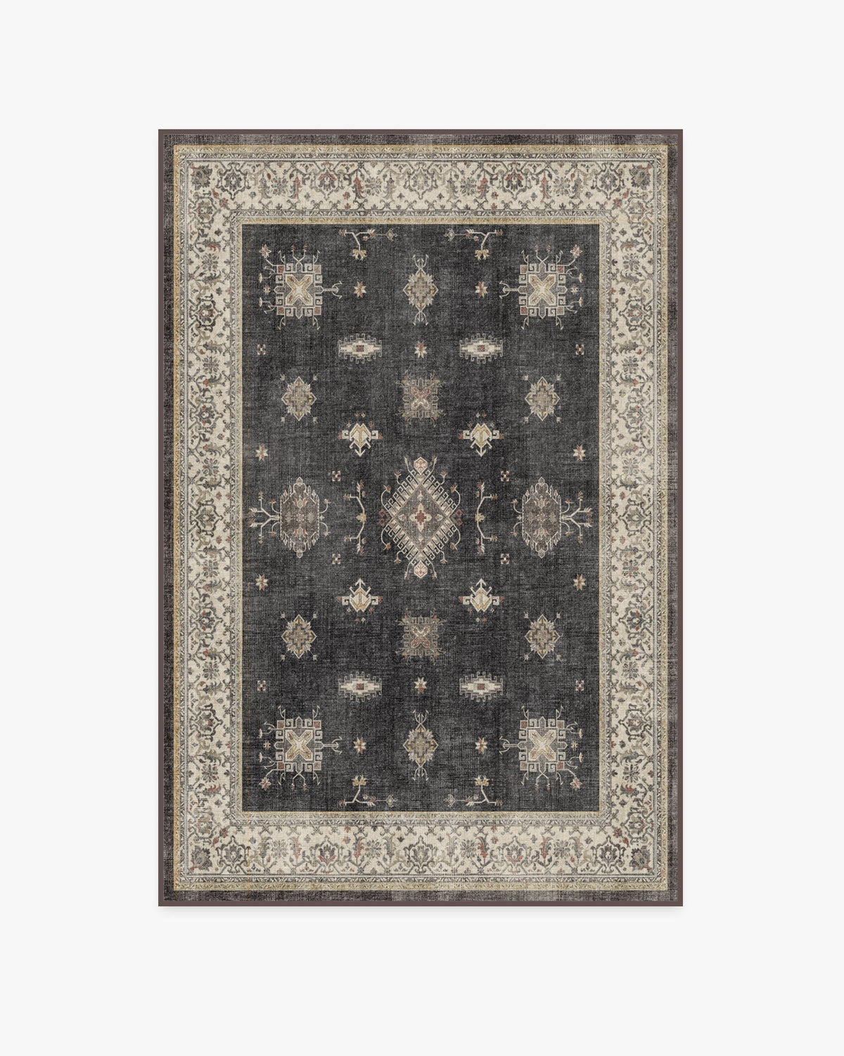 Tapis persan tissé plat de ferme moderne avec motif géométrique lavable en bois foncé pour salon et salle à manger