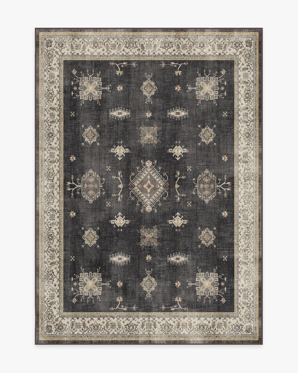 Tapis persan tissé plat de ferme moderne avec motif géométrique lavable en bois foncé pour salon et salle à manger