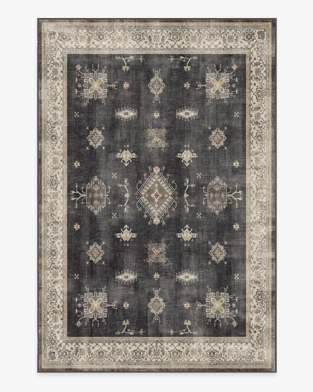 Tapis persan tissé plat de ferme moderne avec motif géométrique lavable en bois foncé pour salon et salle à manger