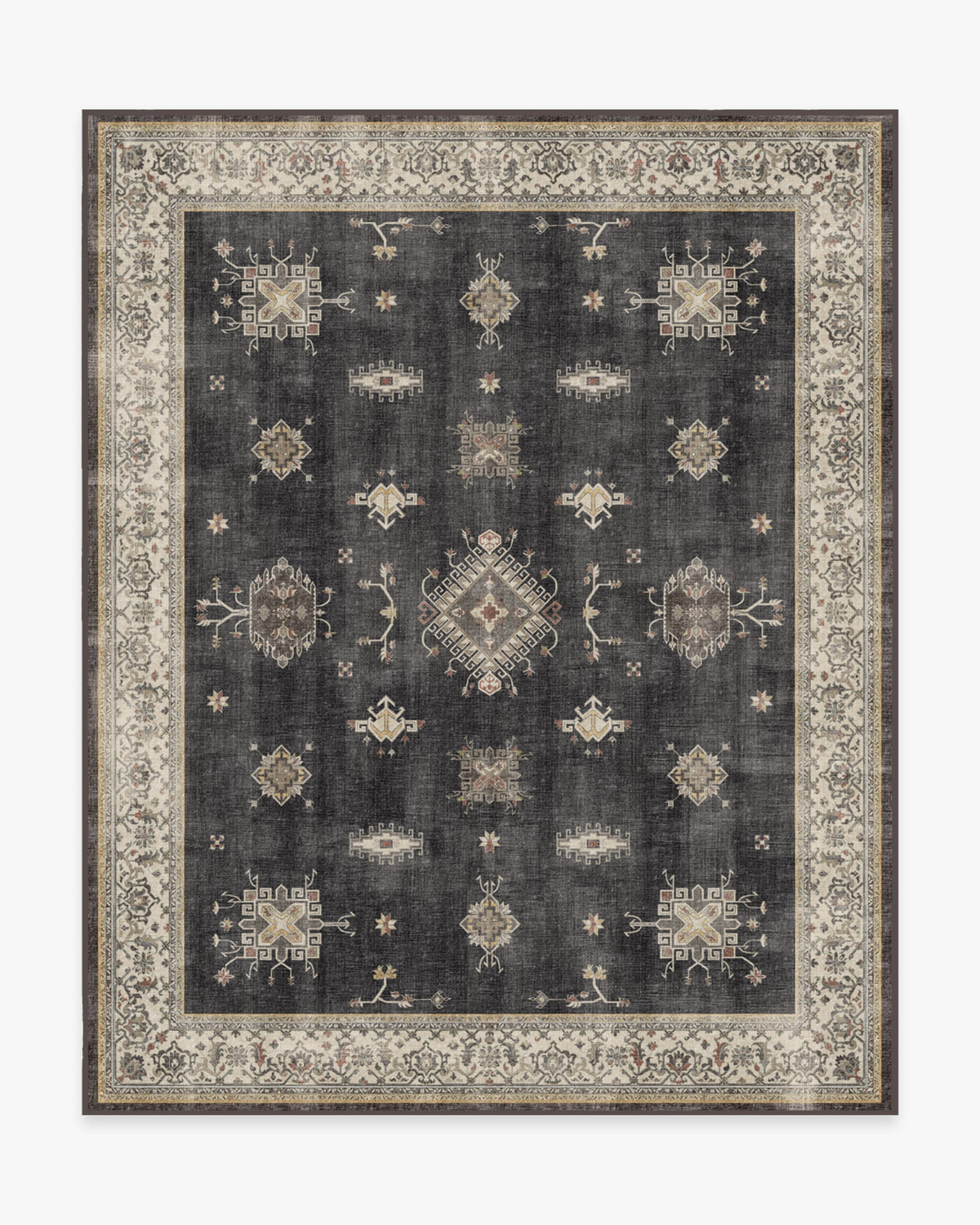 Tapis persan tissé plat de ferme moderne avec motif géométrique lavable en bois foncé pour salon et salle à manger