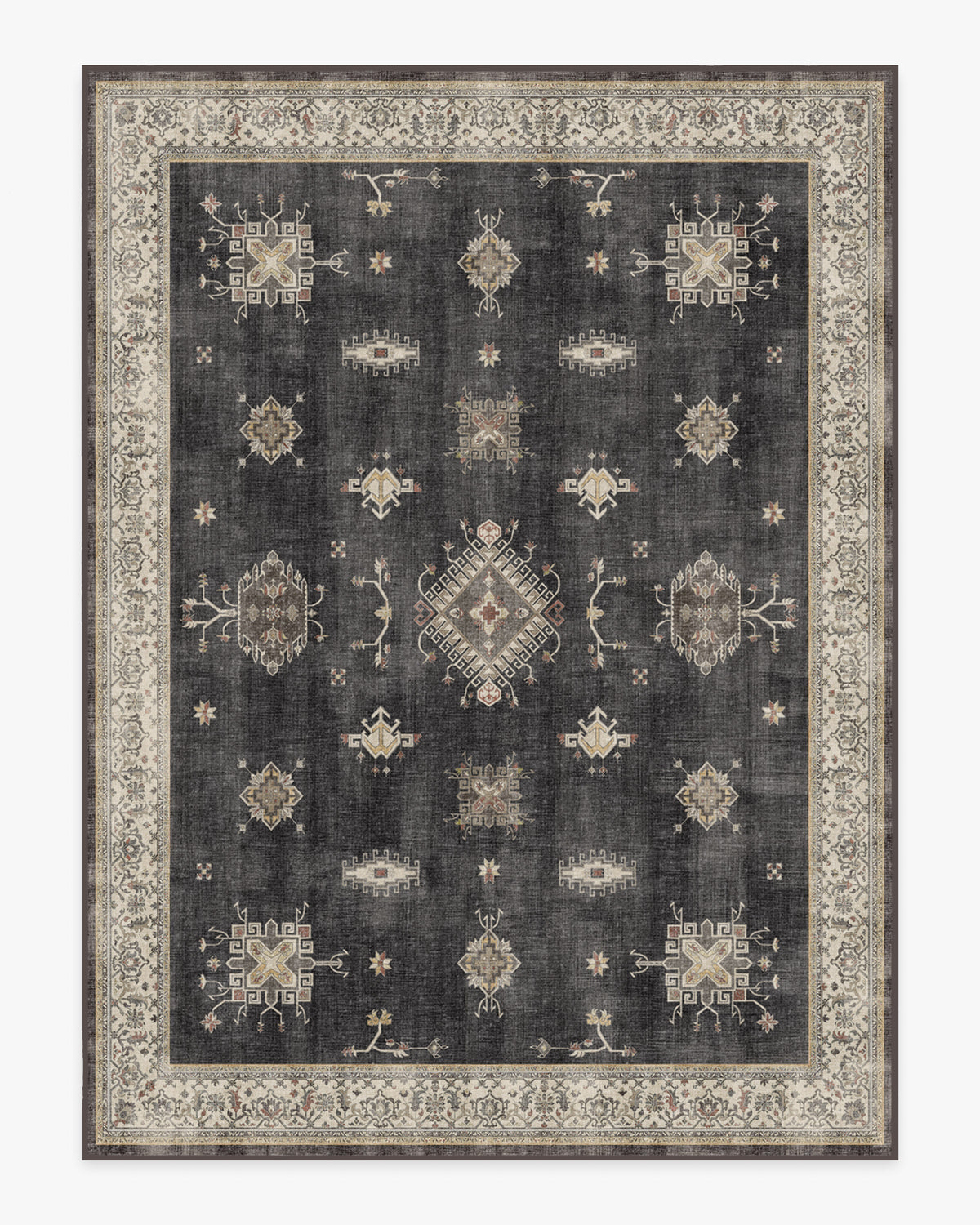 Tapis persan tissé plat de ferme moderne avec motif géométrique lavable en bois foncé pour salon et salle à manger