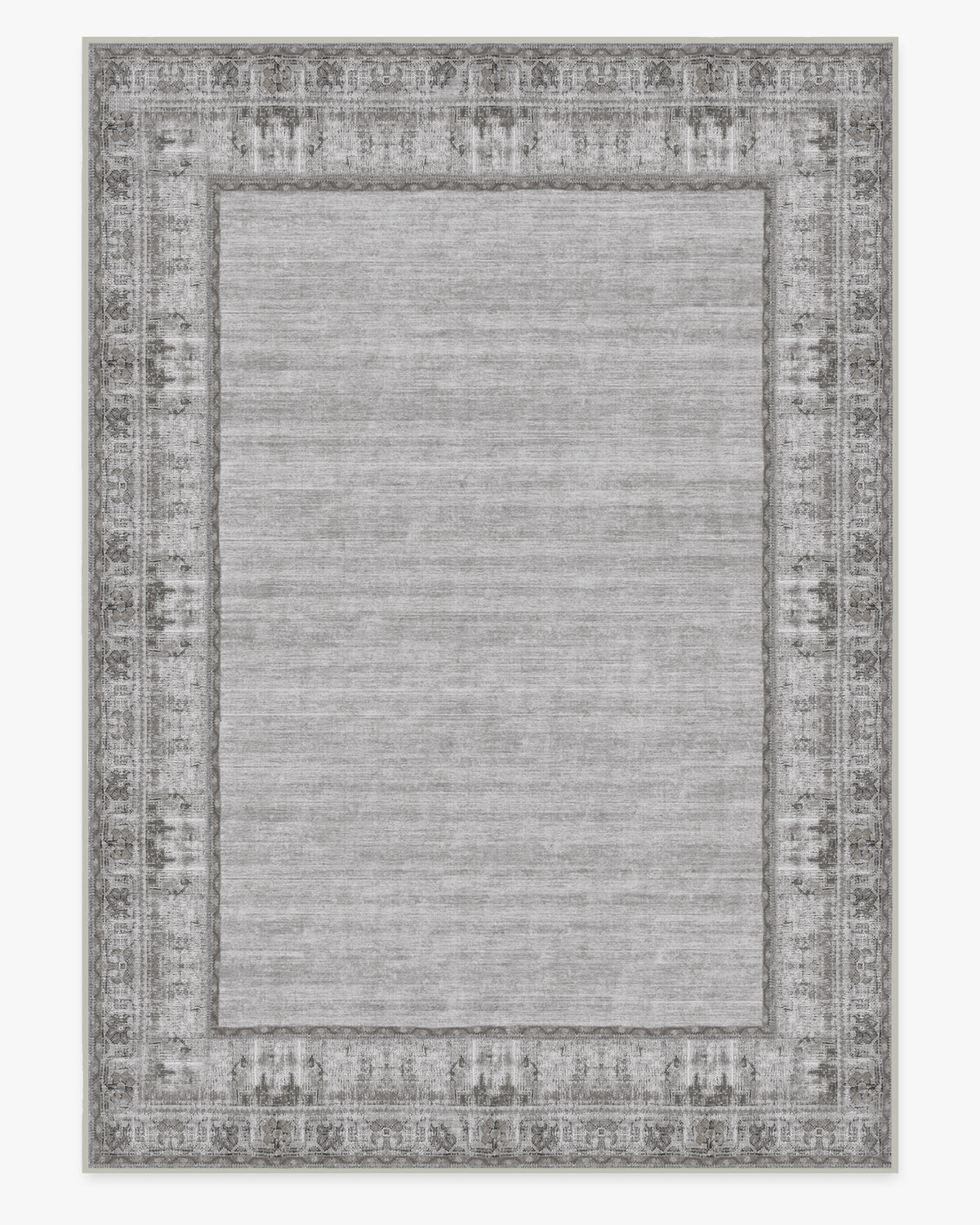 Tapis plat tissé Cottage Vintage avec bordure marguerite vieillie gris ivoire pour salon et chambre à coucher