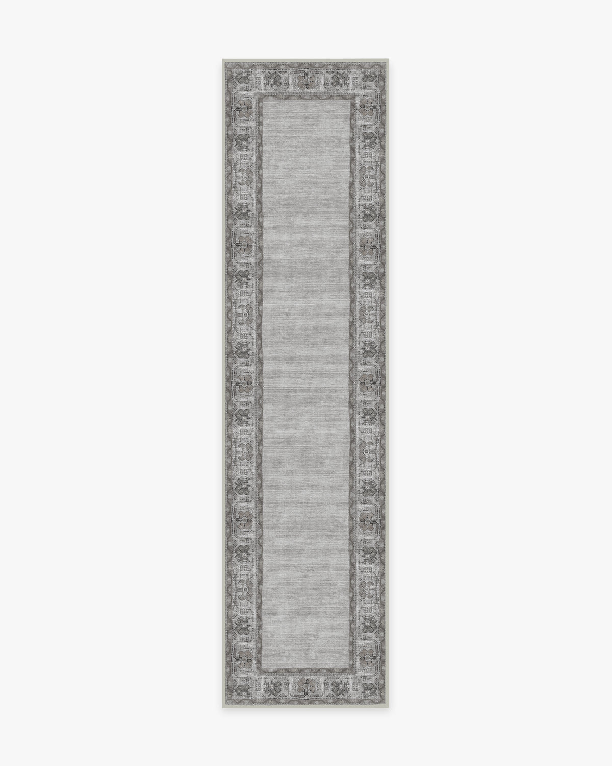 Tapis plat tissé Cottage Vintage avec bordure marguerite vieillie gris ivoire pour salon et chambre à coucher
