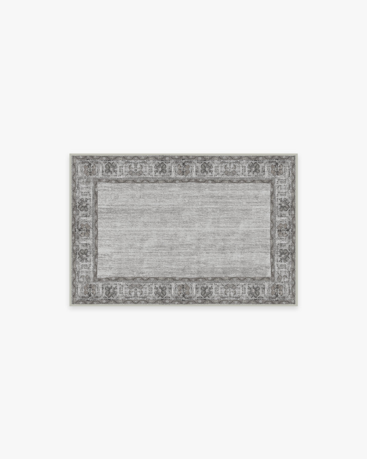 Tapis plat tissé Cottage Vintage avec bordure marguerite vieillie gris ivoire pour salon et chambre à coucher