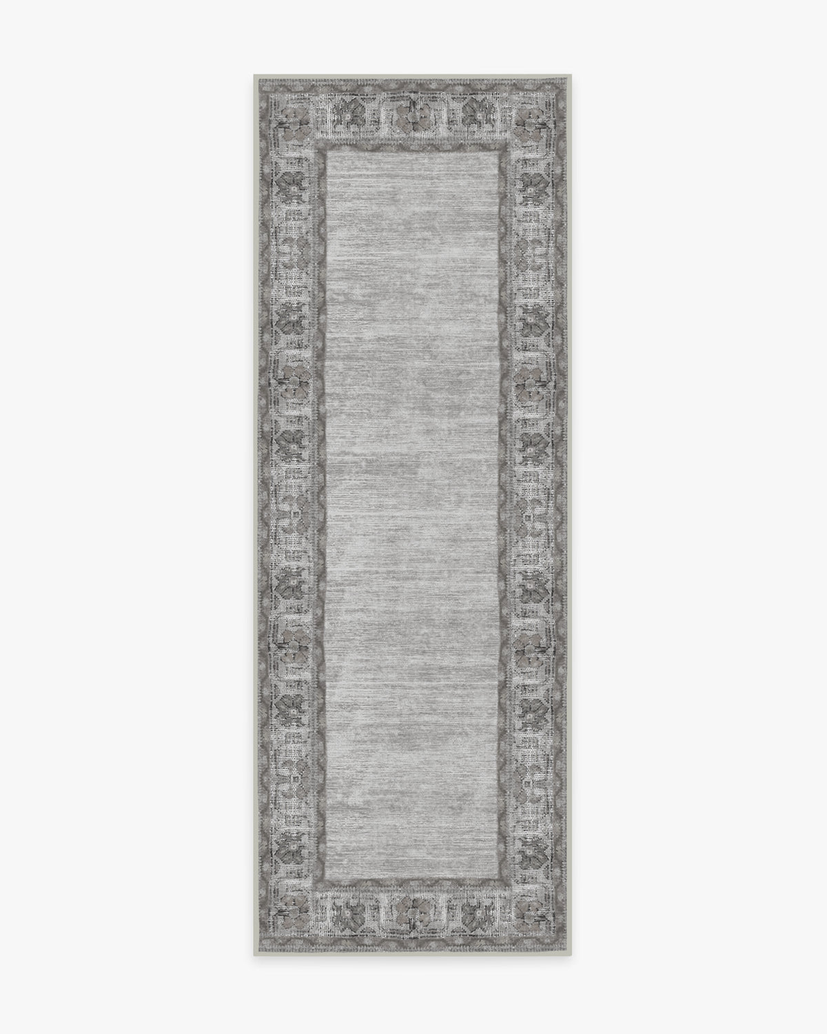 Tapis plat tissé Cottage Vintage avec bordure marguerite vieillie gris ivoire pour salon et chambre à coucher