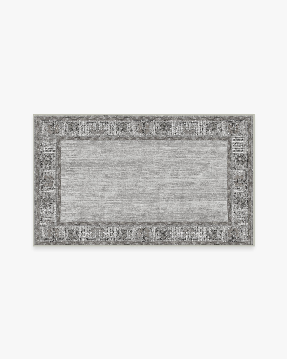 Tapis plat tissé Cottage Vintage avec bordure marguerite vieillie gris ivoire pour salon et chambre à coucher