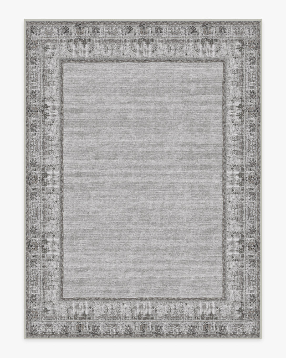 Tapis plat tissé Cottage Vintage avec bordure marguerite vieillie gris ivoire pour salon et chambre à coucher