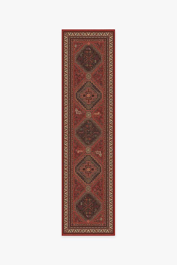 Tapis Persan Tissé à Plat Traditionnel avec Motif Géométrique Animal Rouge Vif pour Salon et Salle à Manger