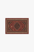 Tapis Persan Tissé à Plat Traditionnel avec Motif Géométrique Animal Rouge Vif pour Salon et Salle à Manger