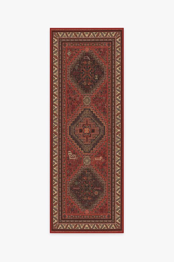 Tapis Persan Tissé à Plat Traditionnel avec Motif Géométrique Animal Rouge Vif pour Salon et Salle à Manger