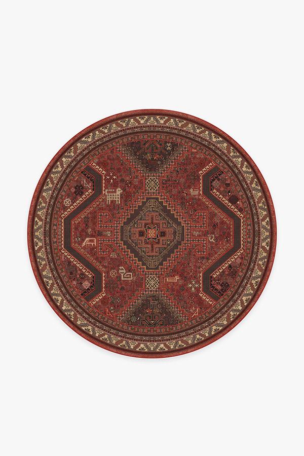 Tapis Persan Tissé à Plat Traditionnel avec Motif Géométrique Animal Rouge Vif pour Salon et Salle à Manger