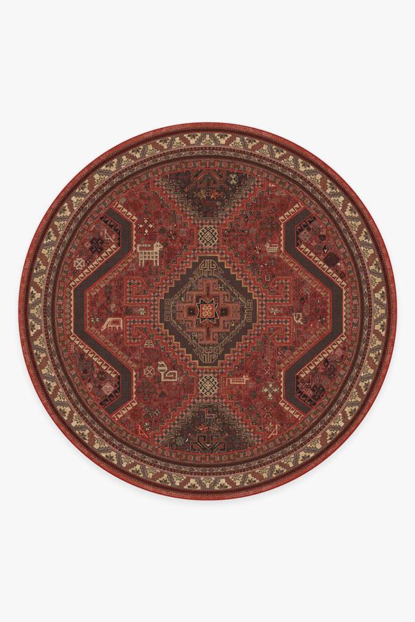Tapis Persan Tissé à Plat Traditionnel avec Motif Géométrique Animal Rouge Vif pour Salon et Salle à Manger