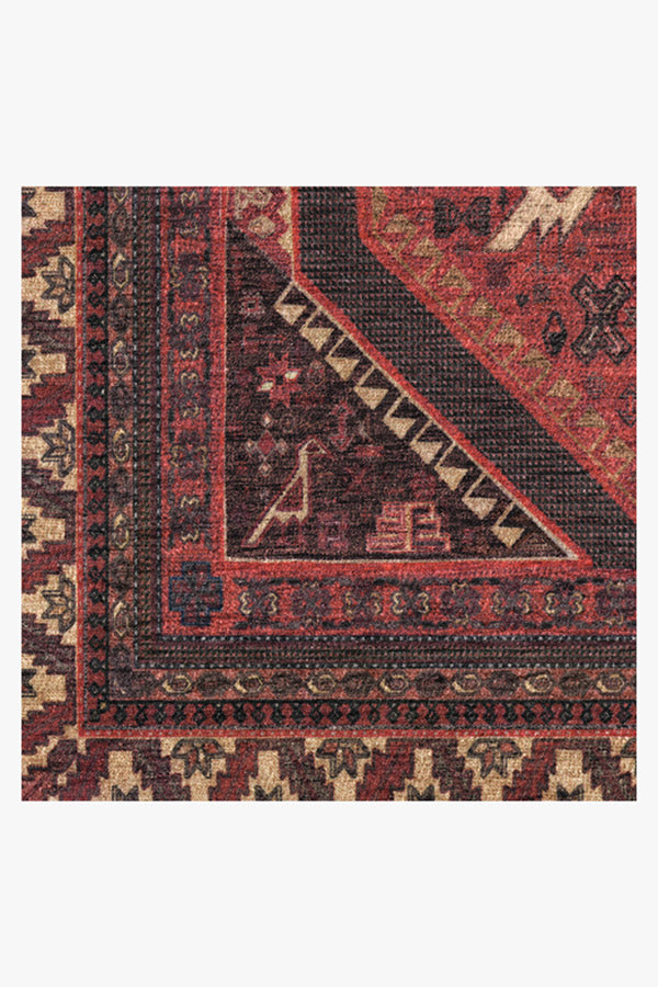Tapis Persan Tissé à Plat Traditionnel avec Motif Géométrique Animal Rouge Vif pour Salon et Salle à Manger
